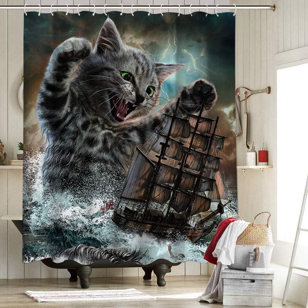 Cat Kraken Cloth Shower Curtain Bathroom Decor Fox Republic Cats