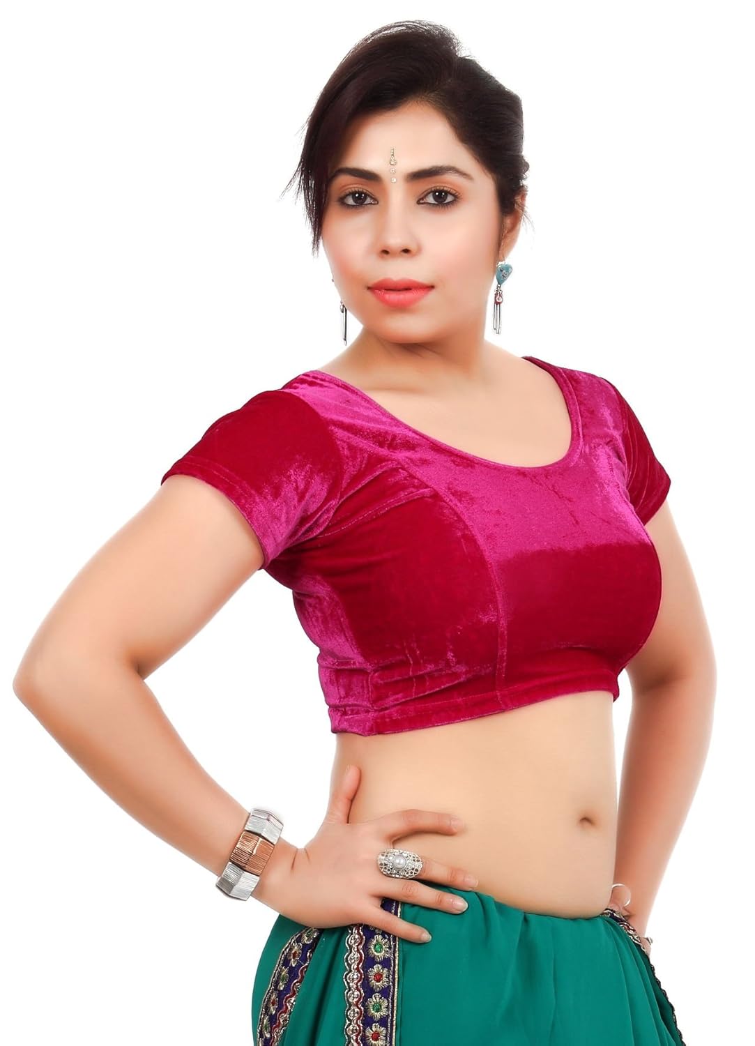 louis fashion velvet fabric women blouse (2074-bl-pink02)