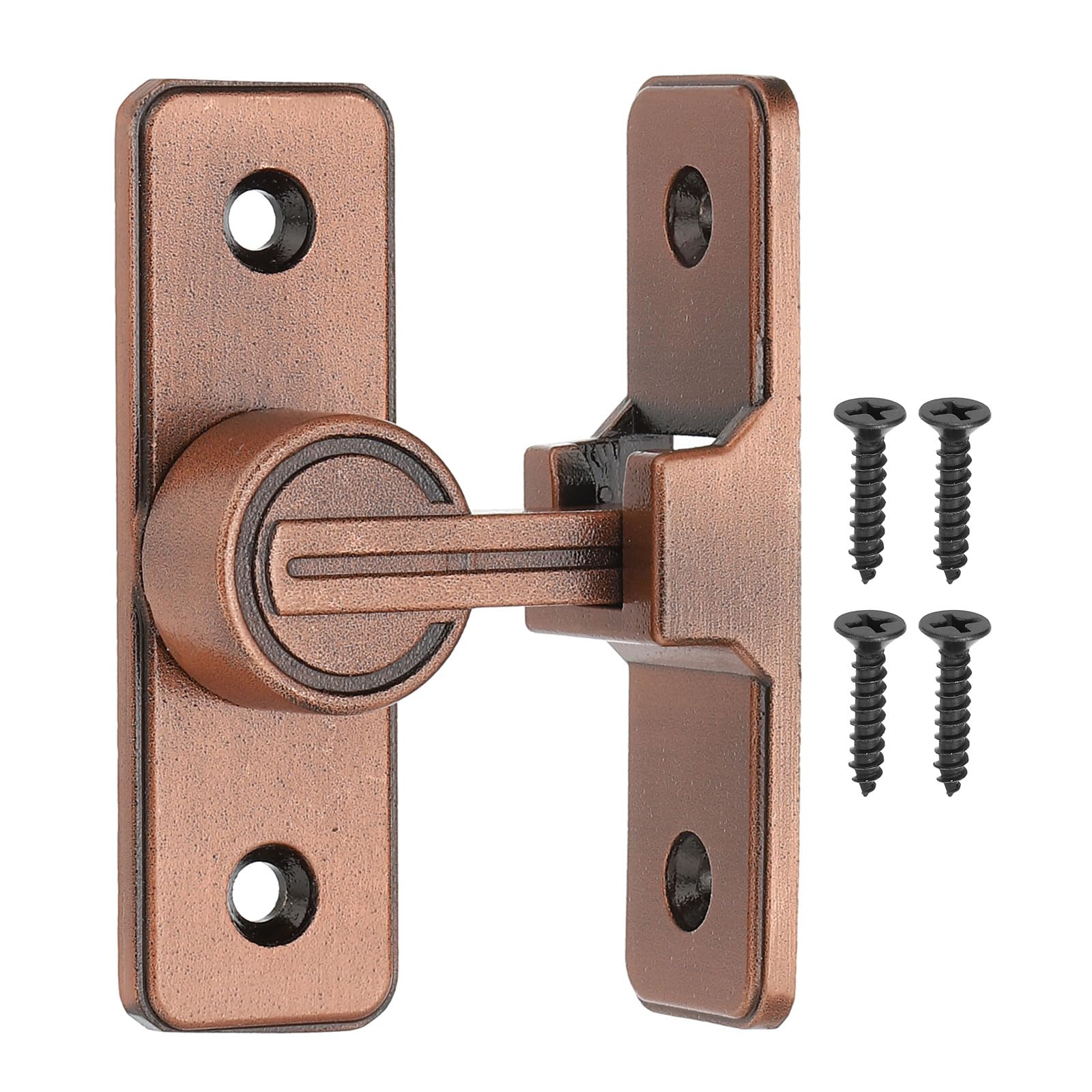 PATIKIL 90 Degree Barn Door Lock, Flip Latches Zinc Alloy Safety Sliding Door Bolt Latch Lock for Garden Garage Bathroom Gate, Red Bronze