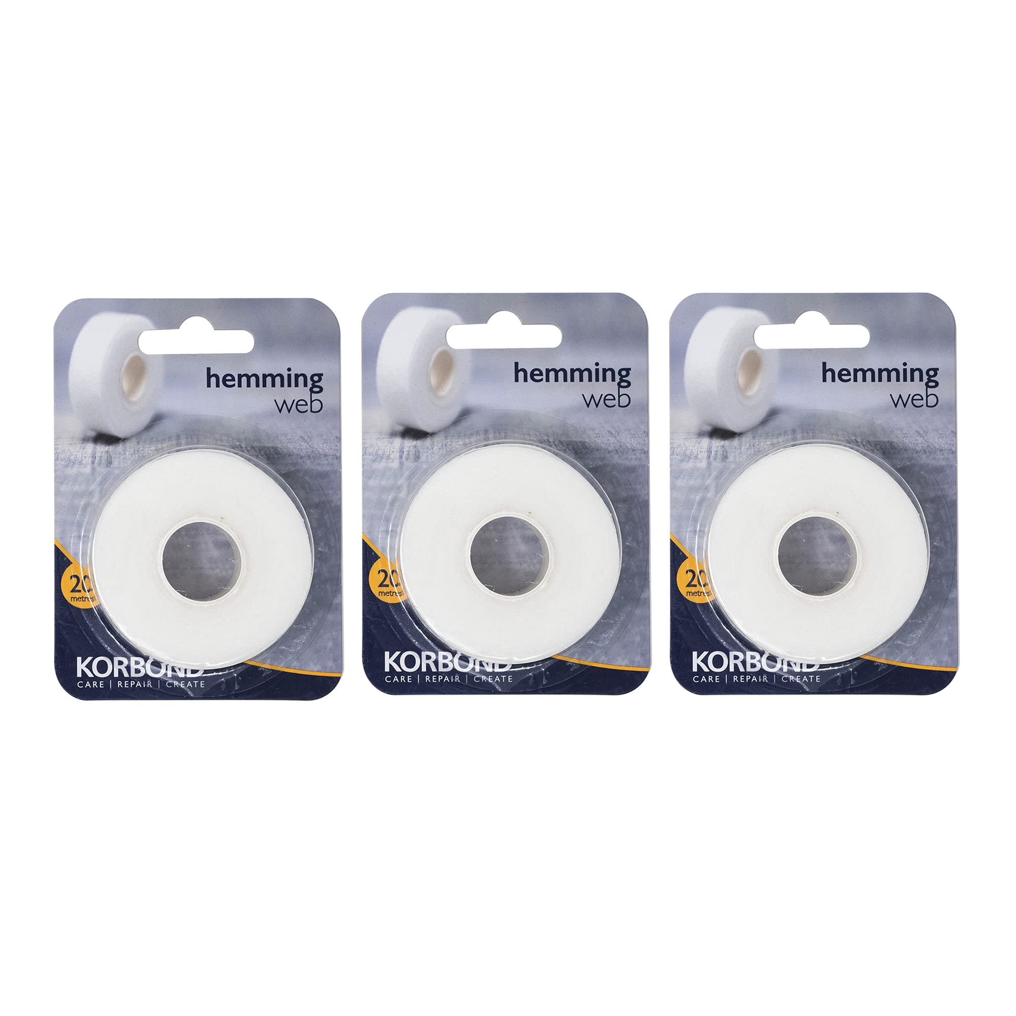 KORBOND Hemming Web 60m x 2cm – White – Invisible Mending Tape for Fabric - Iron On Hem Tape - NO Sewing Required Adhesive Fabric Tape, Webbing Tape, Hemming Tape