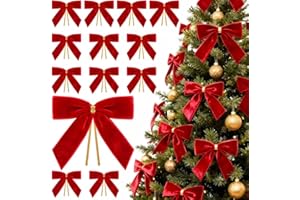 REDWORD 30PCs Red Bows for Christmas Tree, 3.5 x 3.5 Inch Red Velvet Bows Vintage Xmas Velvet Ribbon Bow Holiday Ornaments for Christmas Decoration Holiday Decor, Gift Wrapping and Wedding