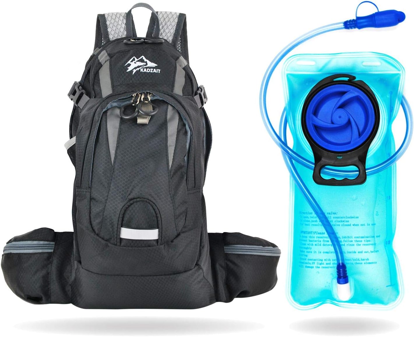 Kadzait Hydration Backpack- The Perfect Everyday Use Daypack - 15L of Storage Space and BPA Free Water Reservoir with Bite Valve, Non-Kink Sip Tube