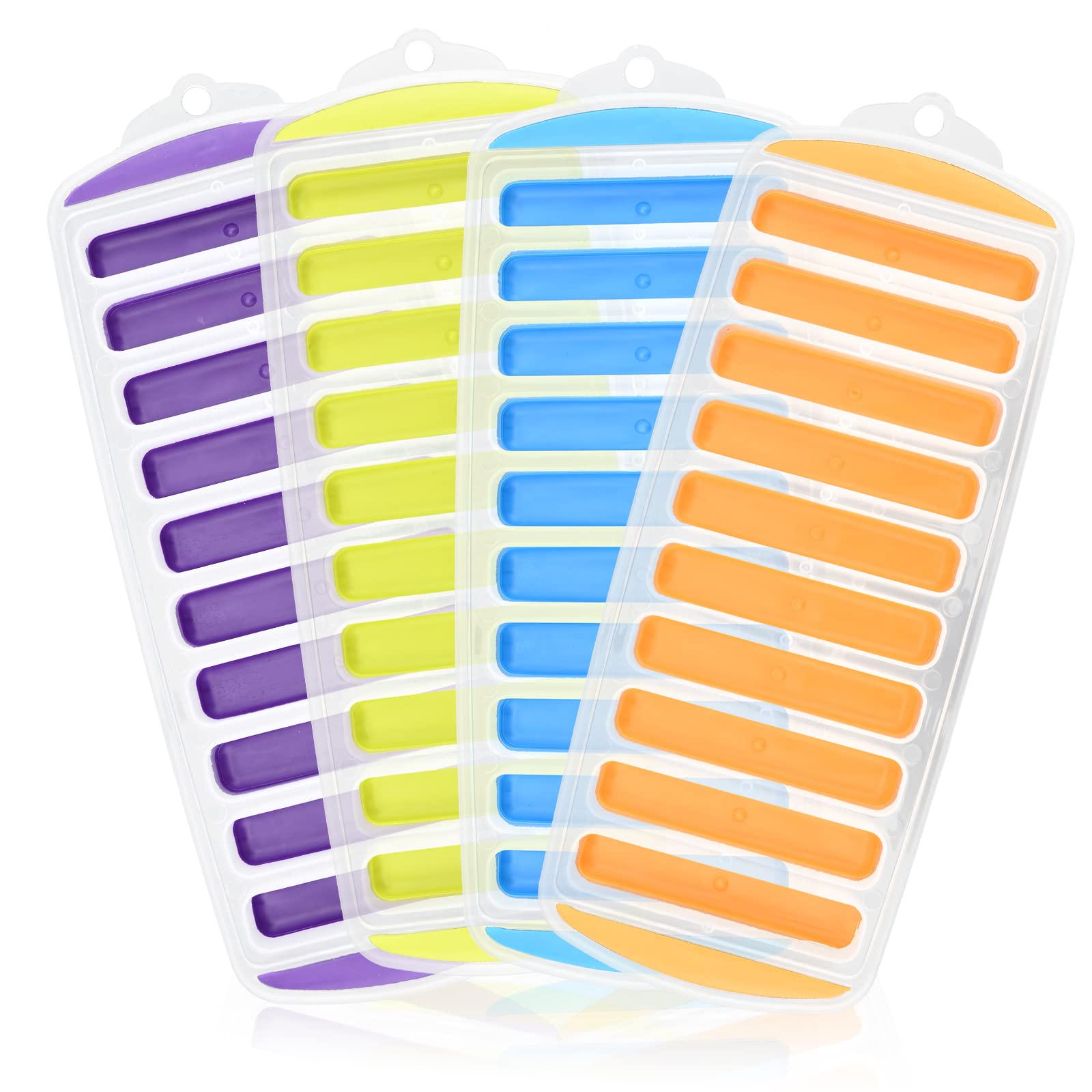 4 Pcs Silicone Ice Cube Trays, Narrow Water Bottle Ice Stick Tray, Silicone Ice Trays for Freezer, Easy Release Reusable Ice Cube Ideal for Sports and Water Bottles