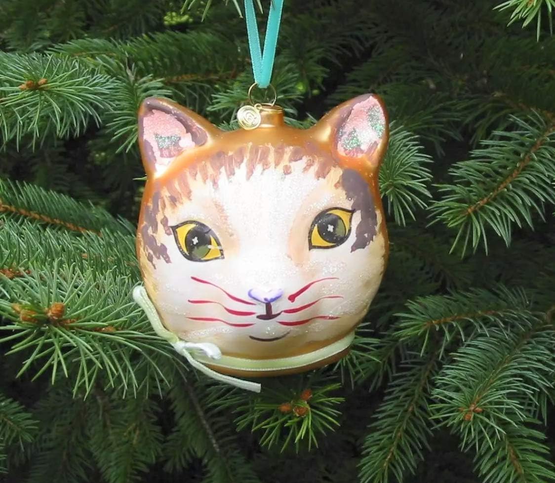 Glitterville Christmas Glass Gold Cat Head Ornament Nathalie Lete Amazon Co Uk Kitchen Home
