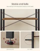 VASAGLE 4-Tier Bookshelf Steel Frame Rustic Brown 30x66x120 cm LLS60BX view 4