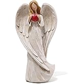 Hodao 8.75inch Resin Praying Angel Sculpture Figurine for Gifts Home Decoration Praying commemorating Angel Statue, exquisitely Carved and Hand-Painted Characters (with Hear)