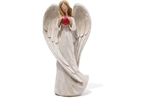 Hodao 8.9inch Resin Praying Angel Sculpture Figurine for Gifts Home Decoration Praying commemorating Angel Statue, exquisitely Carved and Hand-Painted Characters (with Hear)