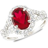 MAX + STONE Solid 10K Gold Oval Cut Gemstone Rings for Women | Anti Tarnishing Halo Birthstone Rings | Real 10kt Gold Cocktail Ring with Gift Box in Sizes 6 to 8