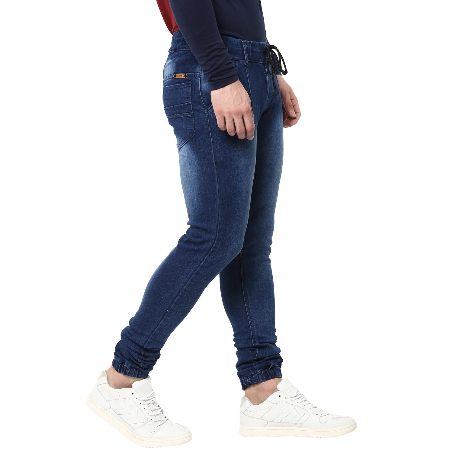 urbano fashion men's slim fit blue stretch jogger jeans