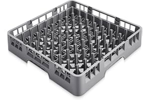 Aurelema Commercial Dishwasher Tray Rack Polypropylene Full Size Flatware Rack for Bowls Plates Knives Forks Cups(19.7 x 19.7 x 3.97 Inch,Peg Dish,Gray)