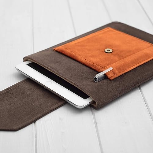 HOUSSE/étui/pochette pour tablette / 10.2 iPad Pro 9.7 10.5 11 12.5 Mini and Air/tissu doux brun