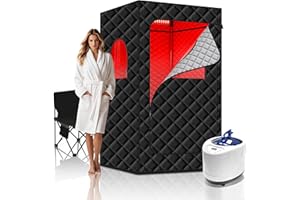 KASUE Portable Infrared Sauna Box for Home, 5-Layer Waterproof, XL Steamer, Folding Chair, Steam Sauna Tent for Steam Detox Relaxation Spa, Indoor & Outdoor (Black)