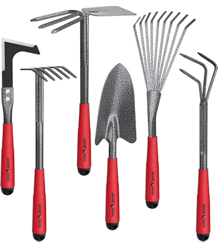 Hand Cultivator Garden Tool Hand Tiller For Gardening Edward Tools Hand Cultivator Mini Rake - ErgoGrip With Bend Proof Carbon Steel Design - Hand Tool Loosens Soil, Rips Out Weeds, Hand Tiller