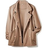 Ainangua Classic Trench Coats for Women Double Breasted Belfast Fleece Peacoat Jackets Essentials Fall Winter Coat