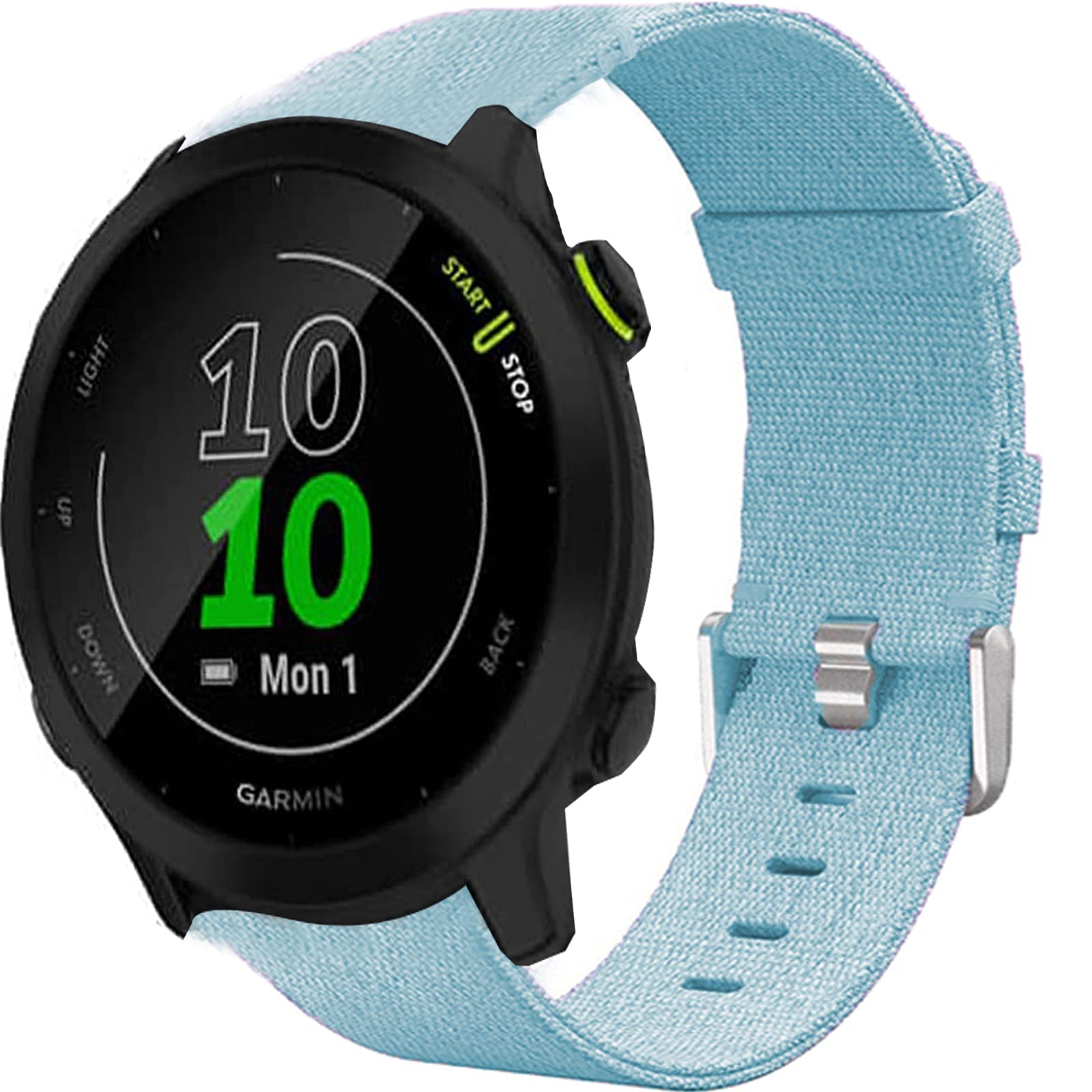 Giaogor Compatible for Garmin Forerunner 55 Band, Breathable Nylon Woven Fabric Replacement Accessory Strap Compatible for Garmin Forerunner 55 / Approach S42 / Approach S12 (Blue)