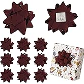 LiBongTa 4.5'' Dark Red Velvet Ribbon Gift Bow, Premade Bow for Gift Wrapping Self Adhesive, Red Bows Christmas Decorations, Wrapping Bows for Presents, Party Favor, Holiday, Wedding, Birthday-12 PCs