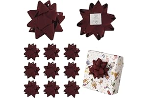 LiBongTa 4.5'' Dark Red Velvet Ribbon Gift Bow, Premade Bow for Gift Wrapping Self Adhesive, Red Bows Christmas Decorations, Wrapping Bows for Presents, Party Favor, Holiday, Wedding, Birthday-12 PCs
