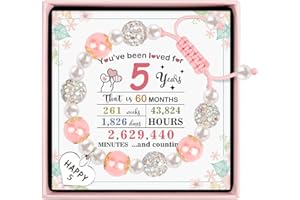 Birthday Gifts for Girls, Beaded Bracelets for 4 5 6 7 8 9 10 11 12 13 18 Year Old Girl Birthday Gifts, Adjustable Pearl/Ston