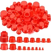 Novabright 850 Pcs Red Plastic Caps Unthreaded Plugs | for Automotive and Industrial Use Plastic Caps and Plugs for Service Fluid Line Seal Hoses Blocks Multiple Fitting Cap Sizes