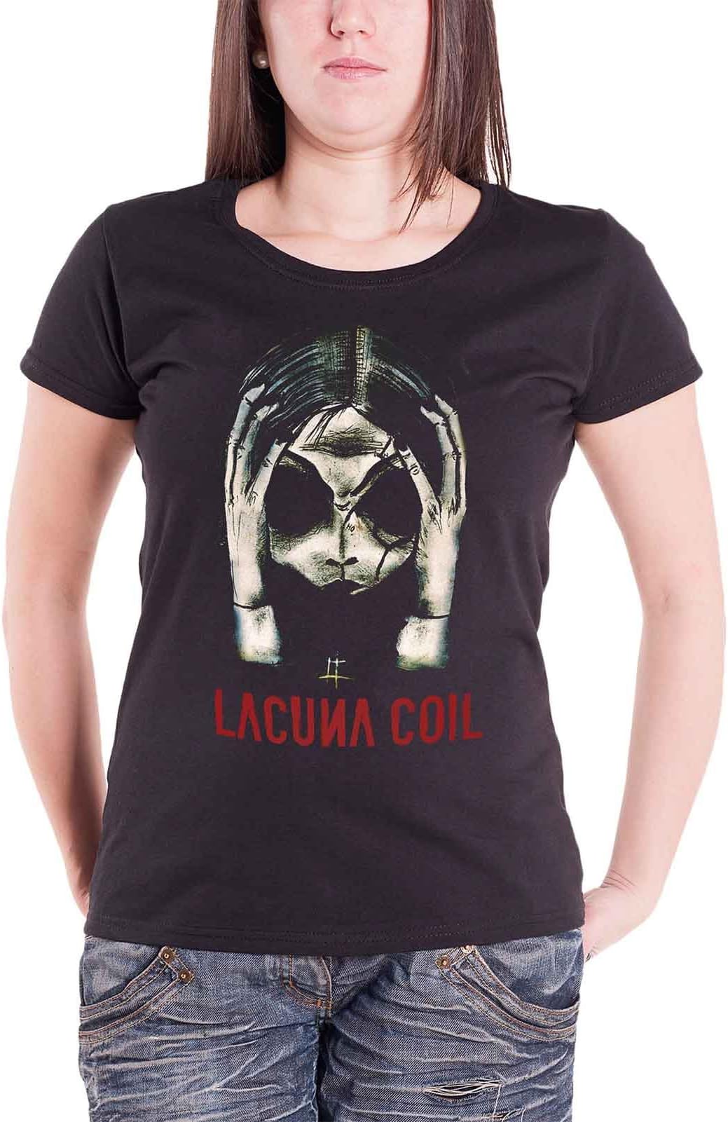 Lacuna Coil Women's Stressed Head Official New Skinny Fit T-Shirt