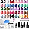 Beetles Gel Nail Polish Kit with U V Light, Beetles Four Seasons Glow 32 Colors Gel Polish 54 Pcs Nail Kit with Base and Matte&Glossy Top Coat Soak Off DIY Art Manicure Gifts for Women Teens Girls