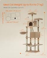Feandrea Feandrea Cat Tree 206 cm Large Condo 13 Scratching Posts 2 Caves view 6