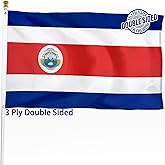 Costa Rica Flag 3x5 ft Outdoor – Bandera de Costa Rica Costa Rican National Flag, Double Sided 3 Ply Heavy Duty Polyester Banner with Brass Grommets for Home and Outdoor Decoration, 4 Rows Stitching