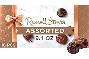 Russell Stover, Assorted Milk and Dark Chocolates, Chocolate Gift Box, 9.4 Ounce (17 Pieces)