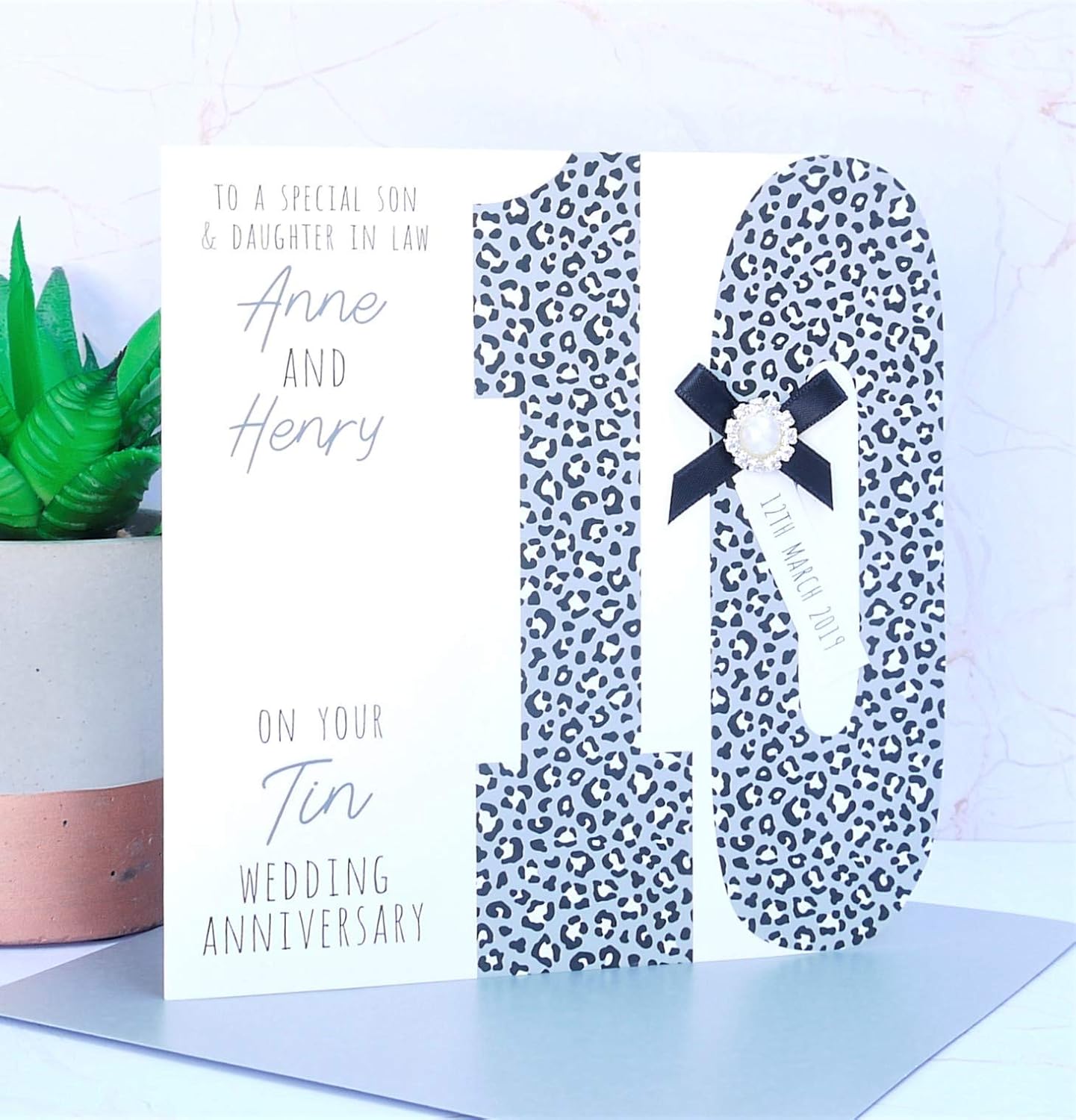 Handmade Personalised Tin 10th Wedding Anniversary Card Friends Daughter Son Amazon Co Uk Handmade