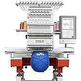 Poolin 15 Needle Commercial Embroidery Machine, 20" x 14" Large Embroidery Area,10" Touchscreen, InStitch OS5 System,270&deg; Cap Embroidery, WiFi &amp; USB, 11 Hoops for Hats, Shirts, Patches and Shoes