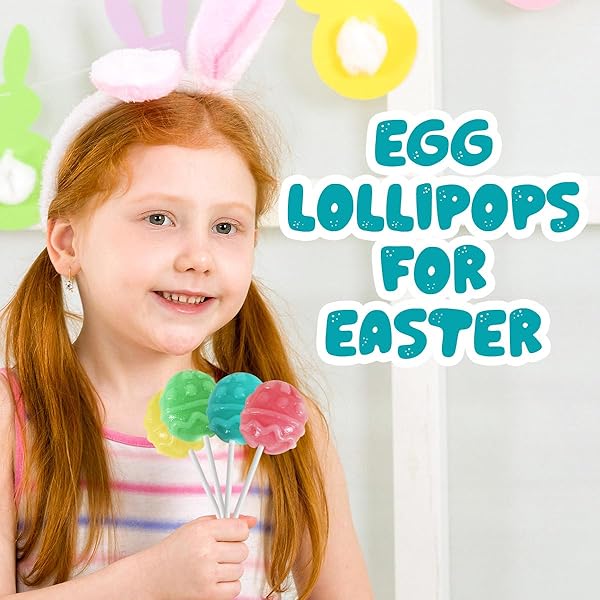 EGG SHAPED LOLLIPOPS TREATS FOR KIDS, SCHOOL AND PARTY FAVOR BAG FILLERS – BULK EASTER CANDY INDIVIDUALLY WRAPPED SUCKERS FOR EASTER BASKET STUFFERS AND SPARE TIME INDULGENCE, 16 COUNT