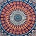 Bless International Handmade Indian hippie Bohemian Psychedelic Peacock Mandala Wall hanging College Dorm Beach Throws Table Cloth Bedding Tapestry (Golden Blue, King(88x104Inches)(225x265Cms))