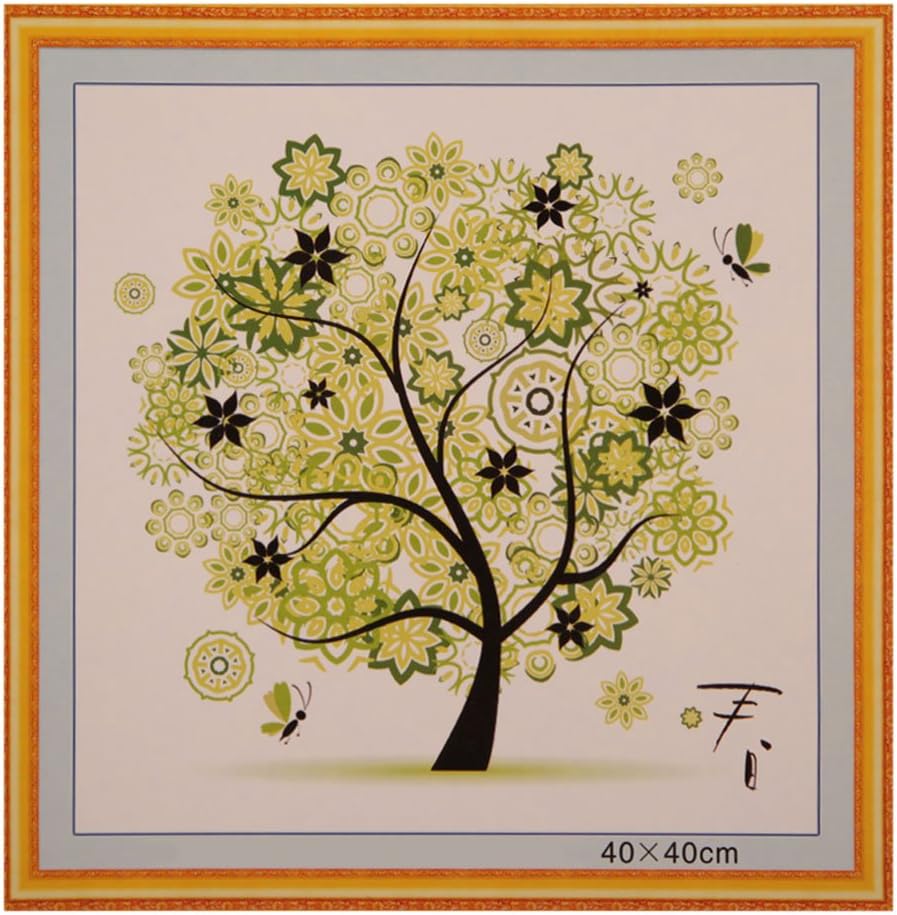 Printed Cross Stitch Kits,Alloyseed DIY Colorful Four Season Tree Stamped Cross Stitching Embroidery Kit Cross-Stitch Supplies Needlework Holiday Crafts Gifts 17.3X17.3 inch (Spring)