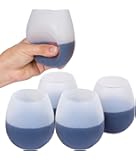 Unbreakable Silicone Wine Glasses - 14 Ounce Stemless Shatterproof Wine Squishy Cups by Jokel - Set of 4