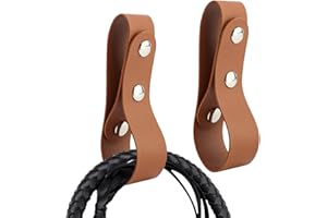 PURATEN 2 pcs Equestrian Whip Holster Belt Loop, Soft PU Leather Belt Whips Holder Bullwhip Whip Loop with 2 Snaps for Lasso Rope/Horse Riding Whips/Crops Belt/Clothing Accessories