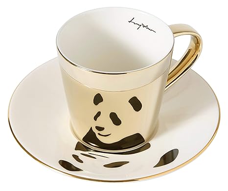 Luycho Rounded Mirror Cup Saucer Giant Panda 11oz Amazon Co Uk