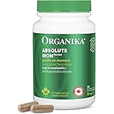 Organika Canadian-Made Absolute Iron - Iron Bisglycinate- High Availability, Gentle on Stomach, Boost Iron Levels- Beneficial