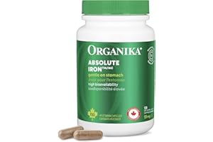 Organika Canadian-Made Absolute Iron - Iron Bisglycinate- High Availability, Gentle on Stomach, Boost Iron Levels- Beneficial