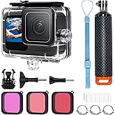 OKFUN Waterproof Housing Case with 3Pack Filters for Go Pro Hero 13 Hero 12 Hero 11 Hero 10 Hero 9 Black,Protective Underwate