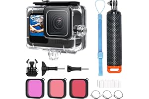 OKFUN Waterproof Housing Case with 3Pack Filters for Go Pro Hero 13 Hero 12 Hero 11 Hero 10 Hero 9 Black,Protective Underwate