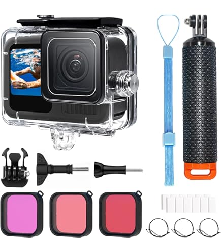 TELESIN Waterdichte behuizing voor GoPro 12 11 10 9 zwart, 50 m duiken duiken transparante beschermhoes met snelsluiting houder voor GoPro Hero 11 10 9 zwart duikaccessoire