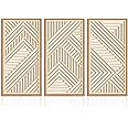 IARTTOP 3 Pieces Wood Geometric Wall Art Framed Geometric Wooden Wall Decor Mid century Modern Wall Art Boho Line Western Home Wall Decor for Living Room Bedroom Office-16 x32