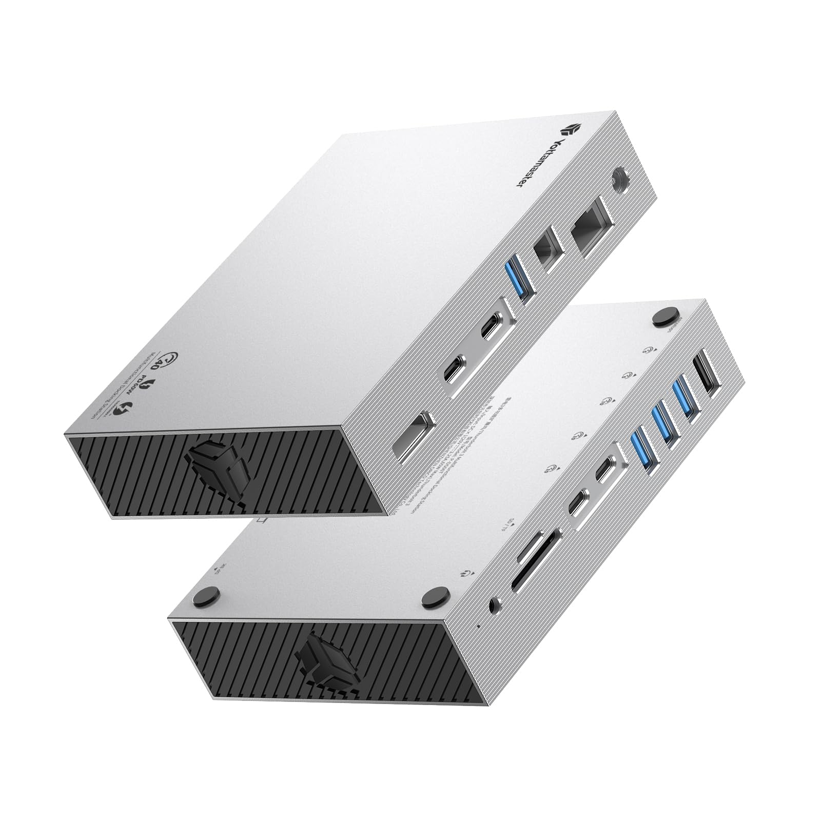 Yottamaster 40Gbps USB 4 Dock Compatible with Thunderbolt 3/4, 15 in 1 USB C Docking Station Dual Monitor for Laptop, DisplayPort, 60W PD Charging, S/PDIF, Audio, 6 USB, Gigabit Ethernet, SD/TF -SV