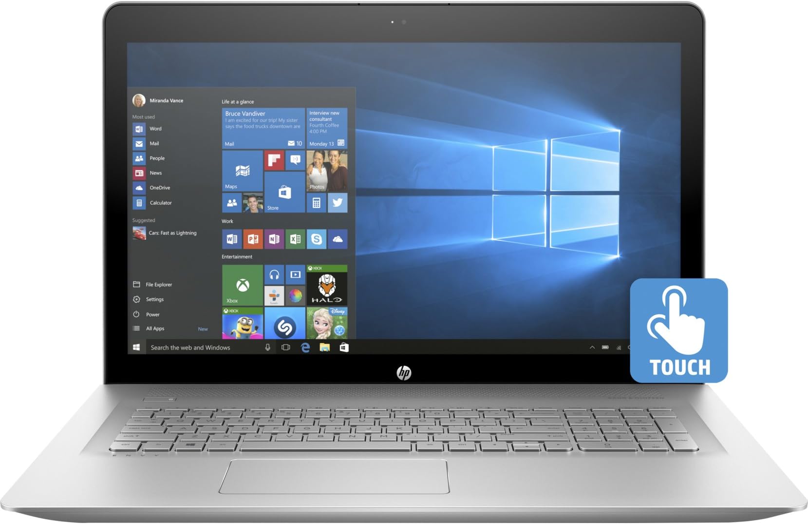 HP ENVY 17.3-inch 17t Full HD Touchscreen Laptop PC - Intel Core i7-7500U Processor, NVIDIA GeForce 940MX, 16GB Memory, 512GB SSD, DVDRW, BT, Backlit Keyboard, Silver (Windows 10 Pro)