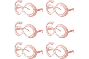 Pagather 60th Birthday Glasses - 6 Pairs Rose Gold 60 Years Old Glasses with Rhinestones Frame, Funny Plastic Costume Photo Booth Props for 60th Anniversary Party Decorations
