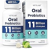 VeteLab Oral Probiotics for Mouth Bad Breath - 11 Billion CFU Chewable Probiotics for Teeth & Gums, Dry Mouth, Gum Restore, Fresh Breath, Chronic Halitosis & Gut Health, 60 Lozenges