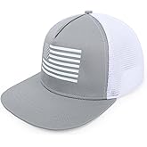 BUTITNOW Men's Oversize XXL American Flag Flat Brim Cap - 3D Embossed Logo Mesh Snapback Hat - Adjustable Flat Bill Hats