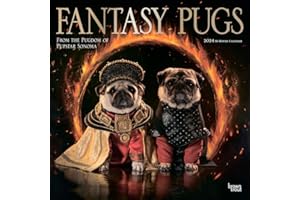 Fantasy Pugs | 2024 12 x 24 Inch Monthly Square Wall Calendar | Foil Stamped Cover | BrownTrout | Funny Animals Dogs
