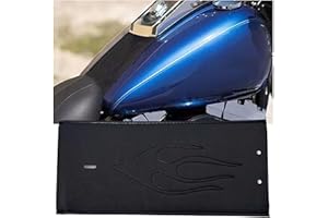 Cyreedom Motorcycle PU Leather Gas Tank Panel Bib with Flame Pattern Compatiable for Harley Dyna FXDWG 1993-2003, Softail FLSTF 2000-2017