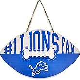 NFL #1 Detroit Lions Best Fan's Football Shape Sign with Dog Bone Design, Sporty Fence Sign, NFL Football Fan Waterproof Wooden Wall Sign, Yard Decor Indoor and Outdoor with Team Logo!